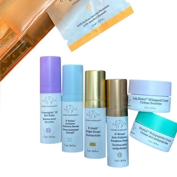Drunk Elephant Skincare Minis Bundle (8Pc Set); B-Hydra, D-Bronzi, Make-up Case - Picture 2 of 2